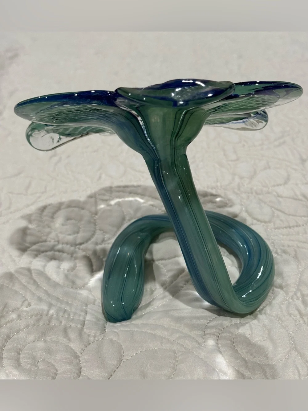 Murano Art Glass Flower in Teal and Blue
